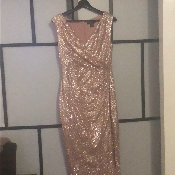 A Ralph Lauren rose gold sequence dress